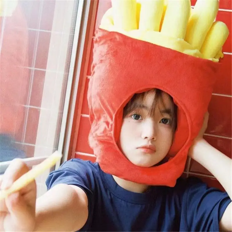 CreativeCute мультяшная короткая плюшевая шляпа фри новинка костюм платье шапка