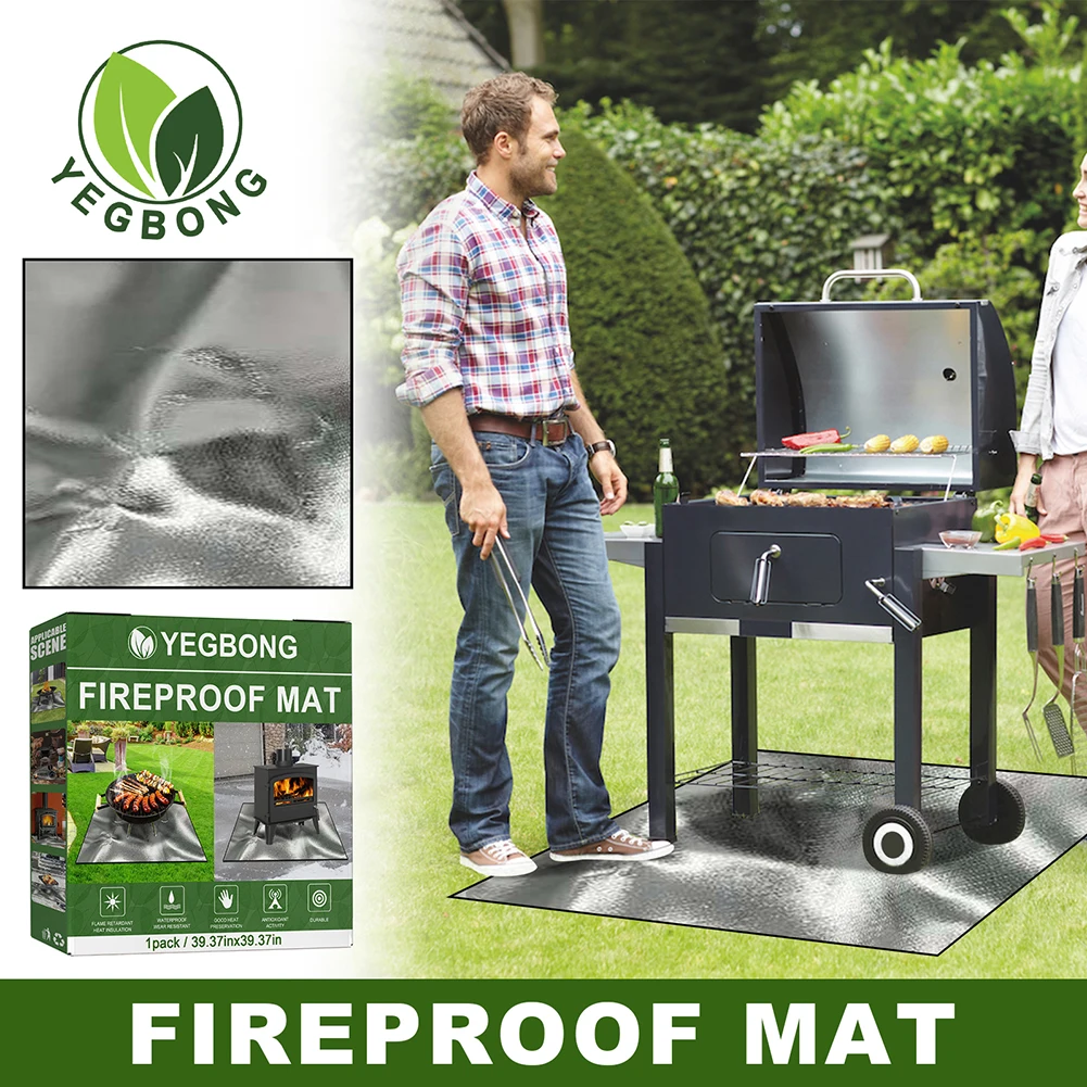 Квадратный Огнестойкий Коврик 100 См X Для Гриля Барбекю