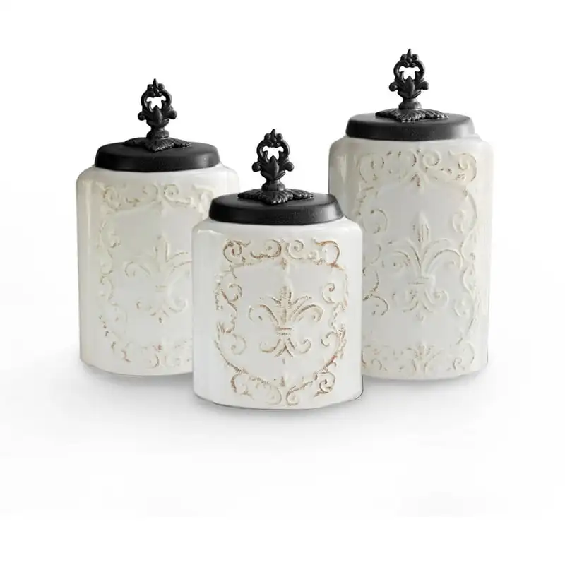 

Antique Set of 3 Canisters