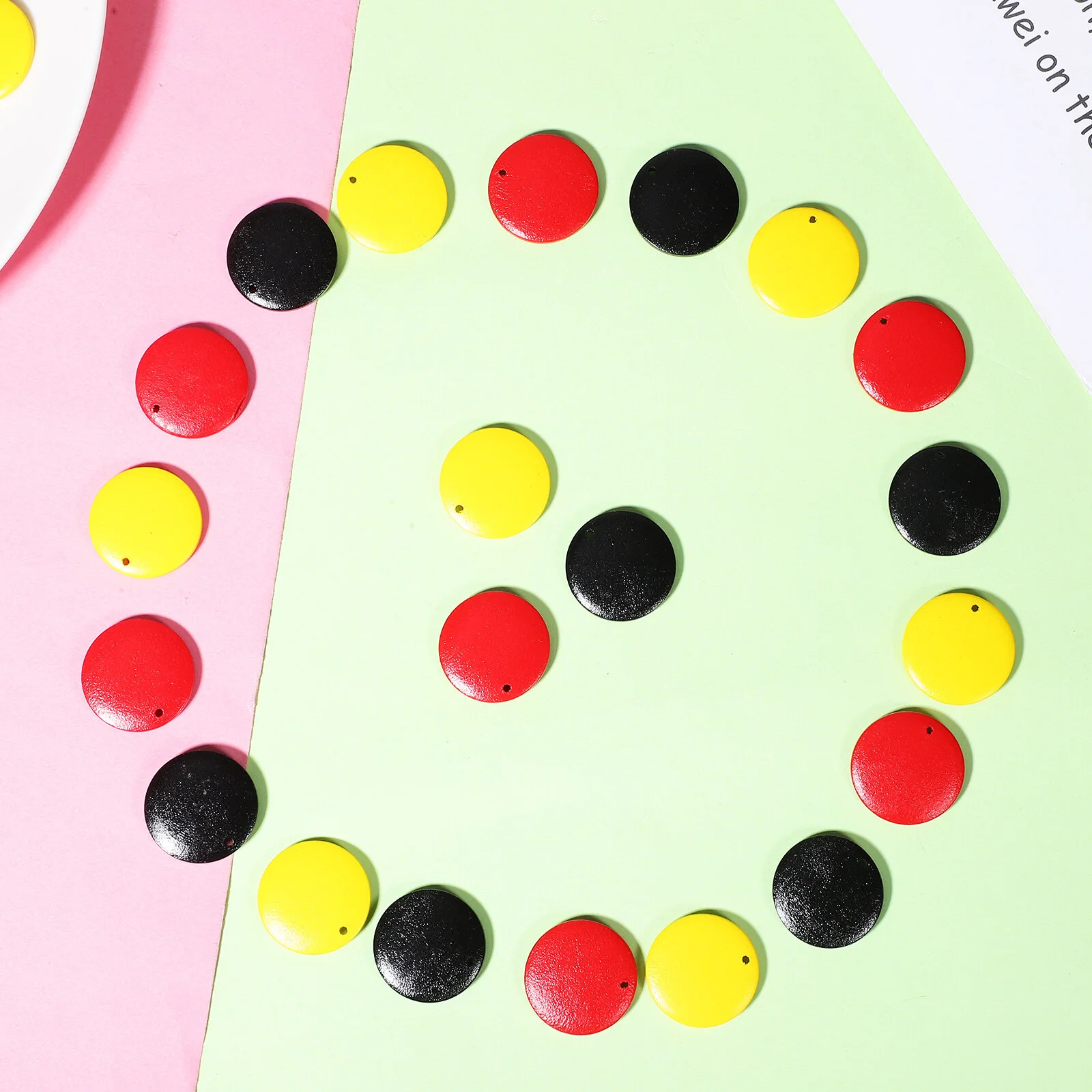 100 Pcs Round Earring Pendants Wooden Earrings Materials DIY Medallion Necklace