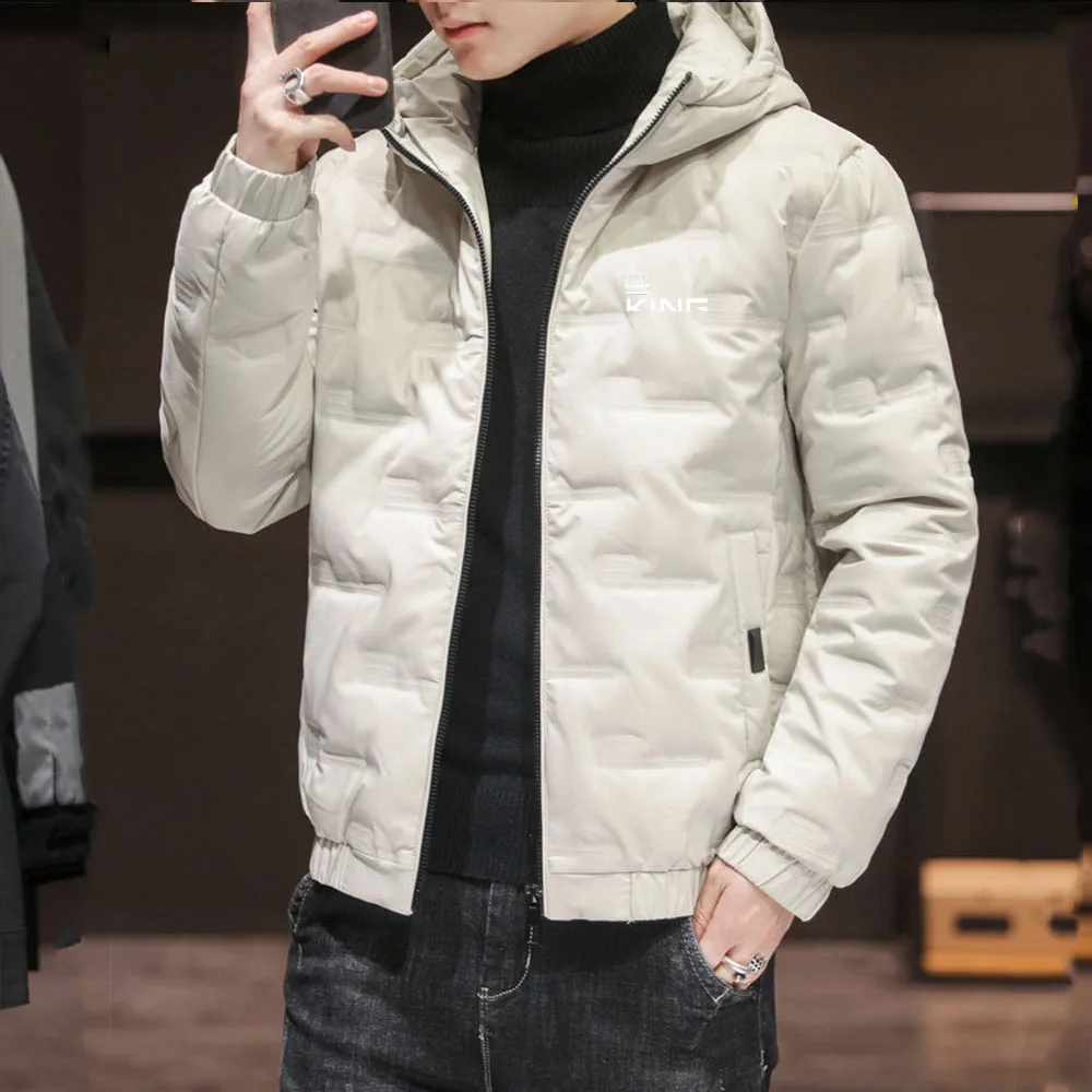 Мужская приталенная куртка-бомбер утепленная куртка с принтом