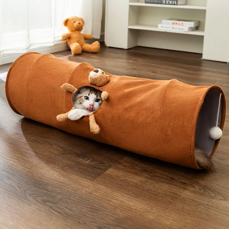 

Складной кошачий туннель, котенок, игровая трубка для больших кошек, собак, зайчики с мячом, забавные игрушки для кошек, замшевые игрушки с открытым отверстием, игрушки для домашних животных с мячом