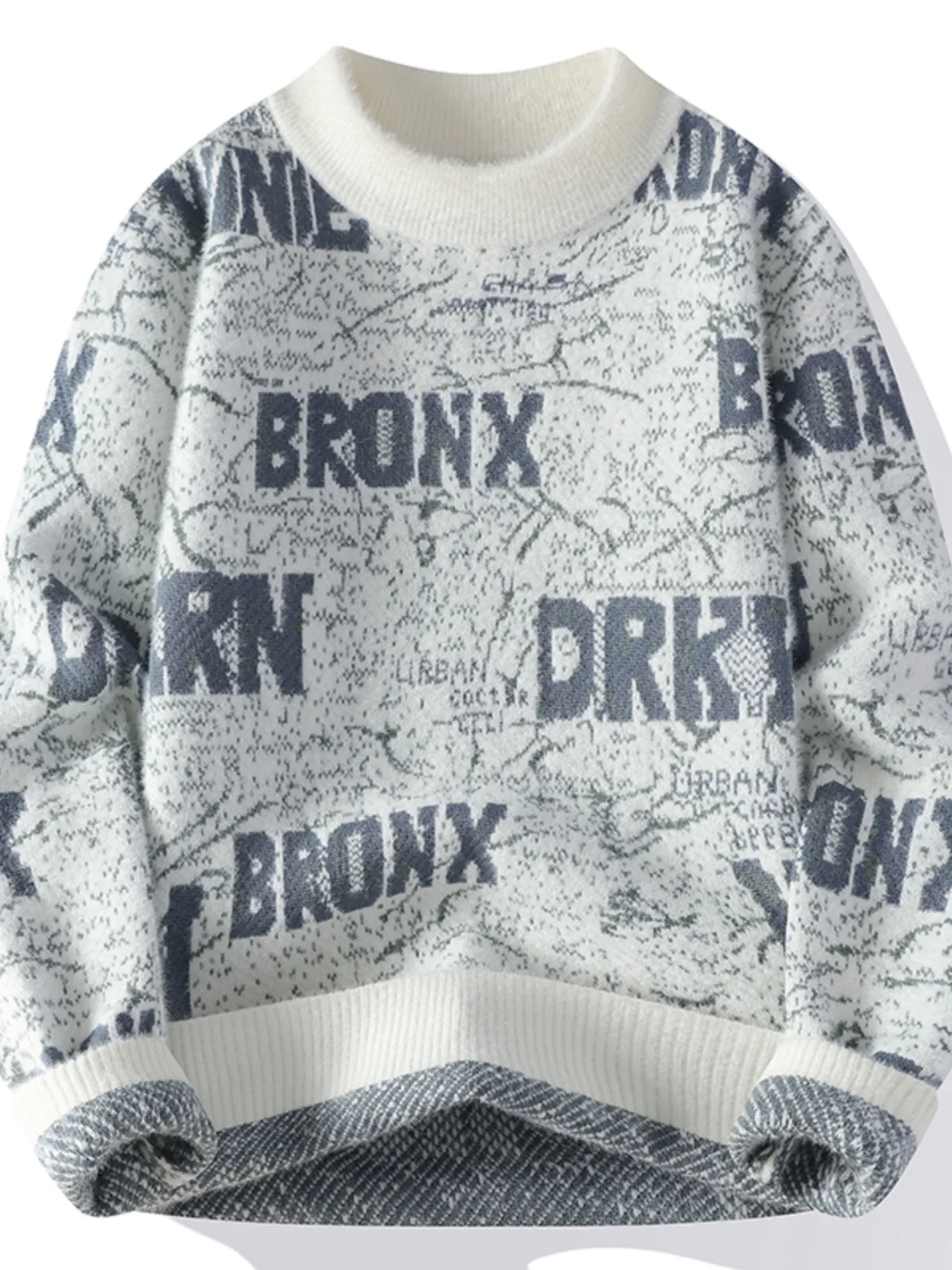 Осенне-зимний свитер с высоким воротником мужской подростковый на флисовой