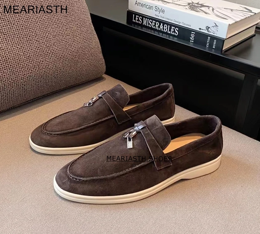 

Lady Moccasin Men's Loafers Suede Leather Flat snakers Slip on Walking Shoes 2022 New Spring and Autumn Women's Casual Shoes