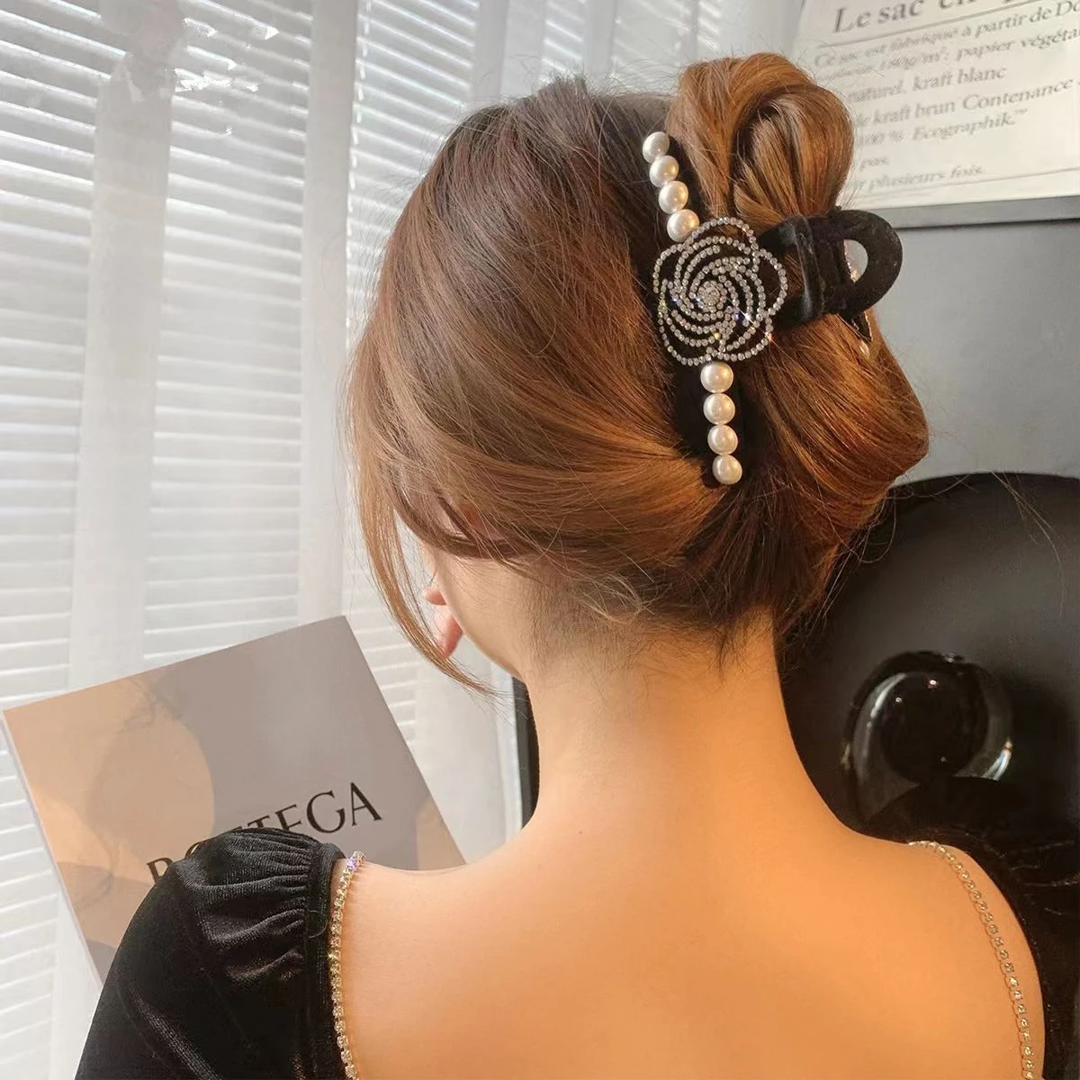 Черная бархатная заколка для волос женщин женская заколка-краб в форме двух