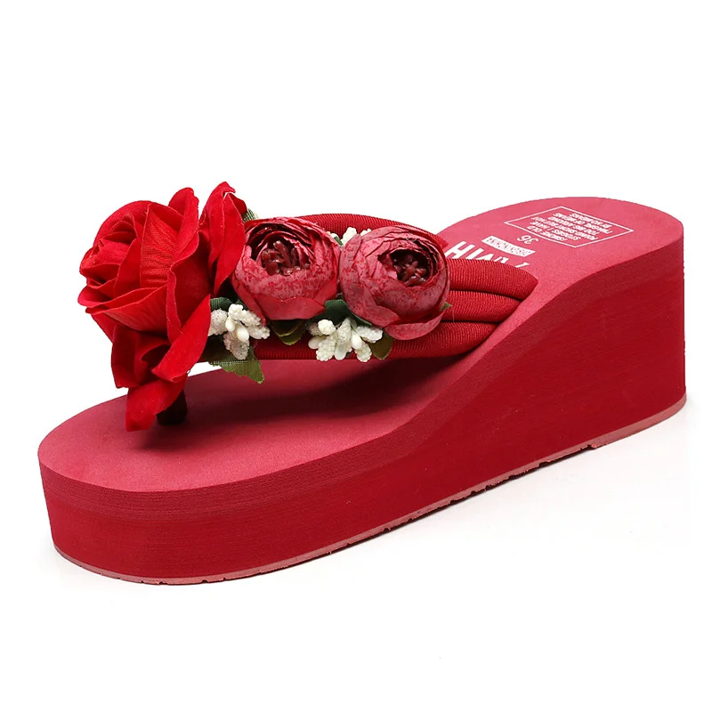 Slippers Women Ladies Summer Flip Flops Open Toe Flowers Bohemian S for Women Sandals Beach Slides Sandals Women Large Size
