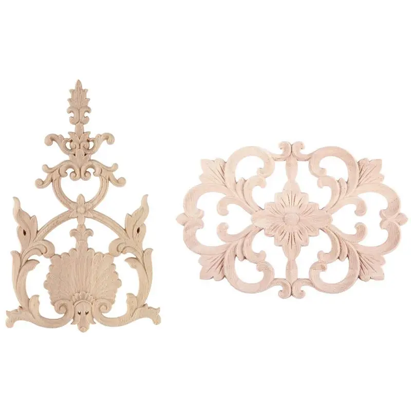 

2 шт., резная аппликация из резиновой древесины, 23,5X15 см и 22X14 см