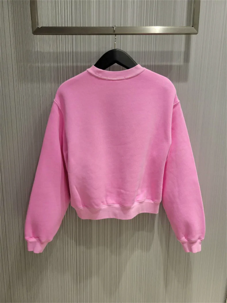 

Sporty Loose Sweater Fleece Pullover Outer Jacket Pink Trend Women 2023 Autumn Winter New Style Sweatshirt Fashion