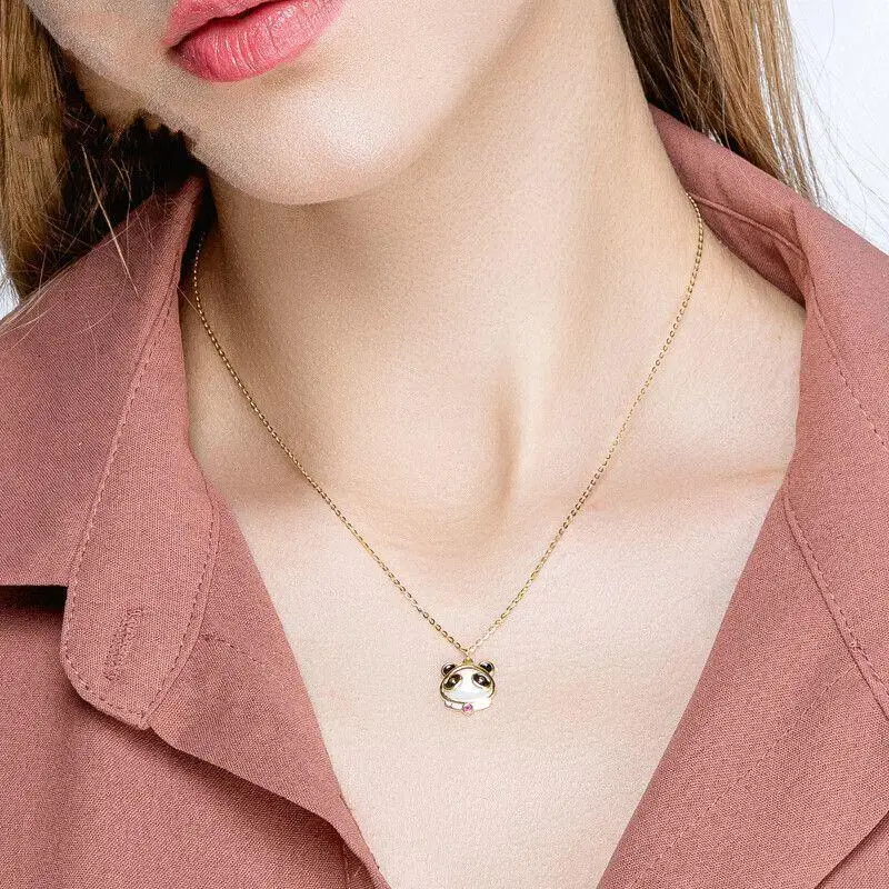 

Cute Fat Female 2022 New Fashion Light Luxury White Fritillaria Clavicle Chain Niche Pearl Panda Necklace Gold