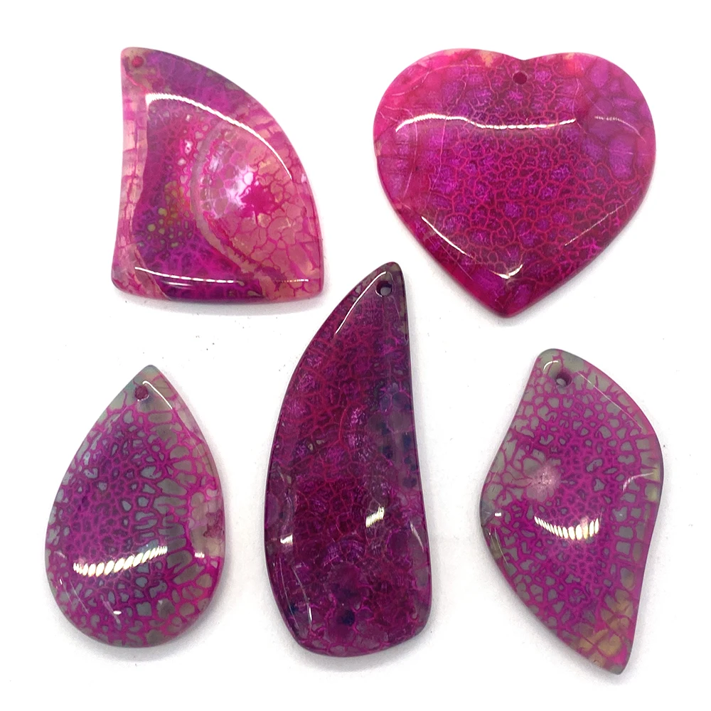 

5pcs Natural Stone Purple Striped Agate Necklace Decoration Necklace Pendant Jewelry Making Reiki Healing Gift Accessories