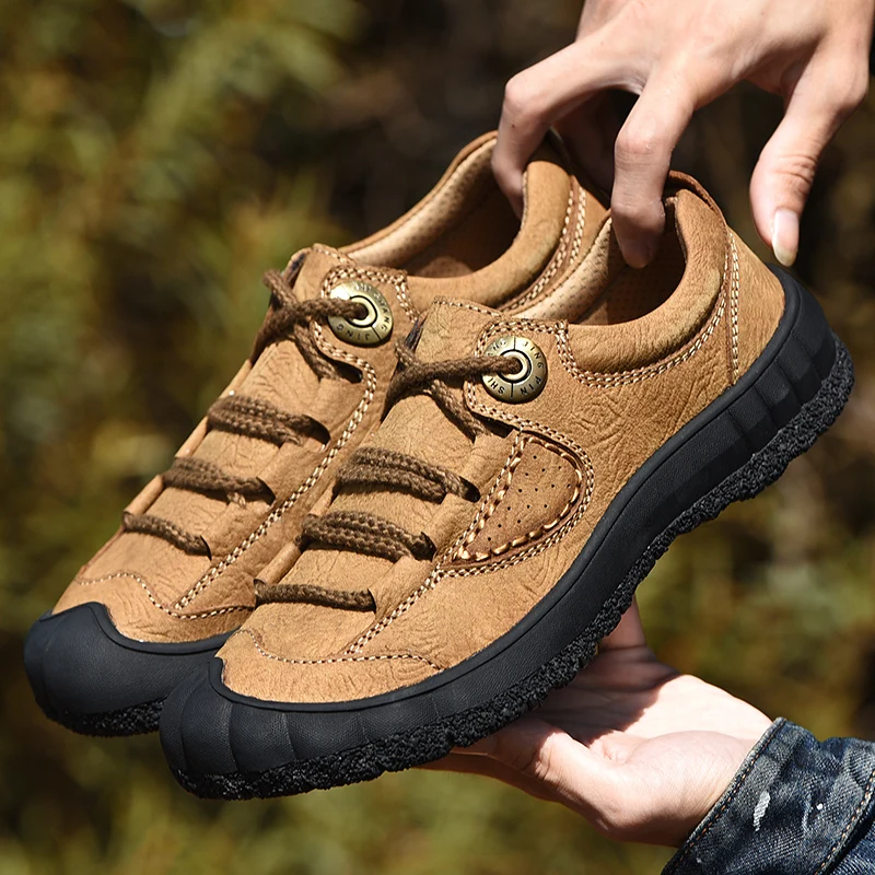 

Мужские удобные деловые мягкие кожаные трендовые повседневные ботинки, Мужская обувь в британском стиле, мужские ботильоны, осенние ботинк...