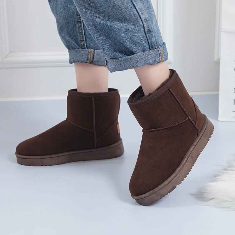 

Новинка 2022, матовые зимние сапоги, студенческие короткие сапоги на плоской подошве, с бархатной подкладкой, большие хлопковые короткие сапо...