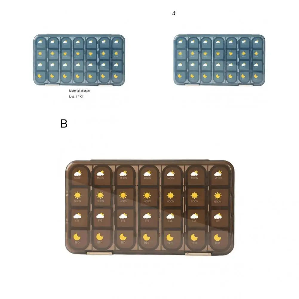 

Detachable Rectangular Refillable Weekly Vitamin Pills Case for Travel