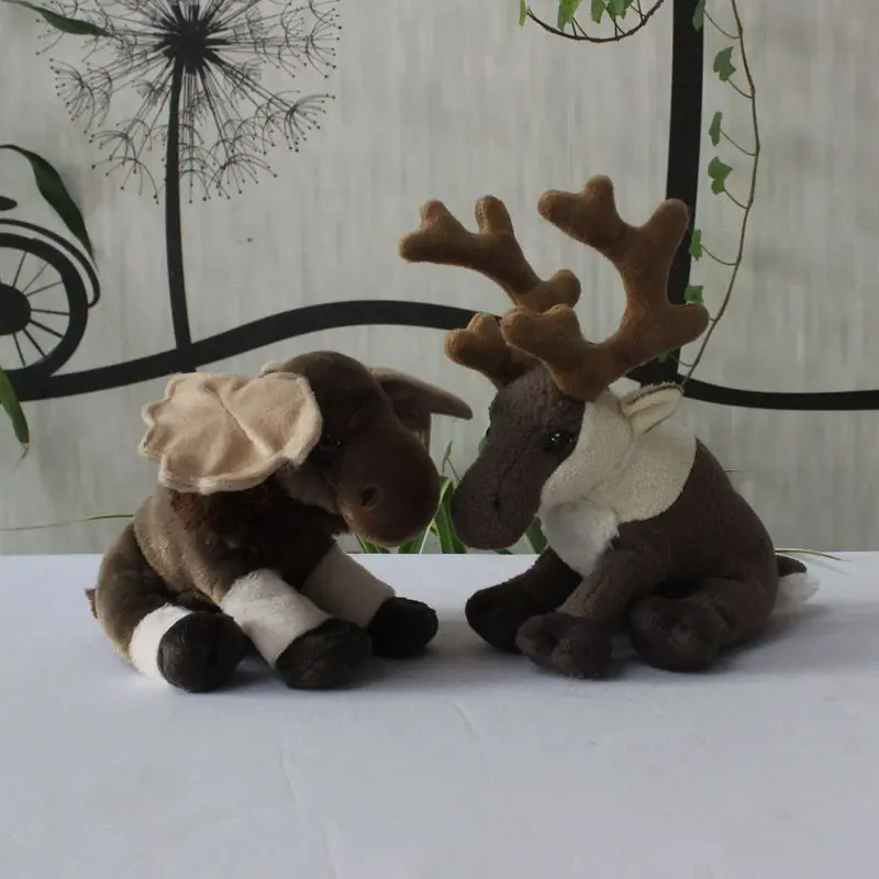 Мягкая милая плюшевая игрушка имитация коричневого лосящего оленя лось