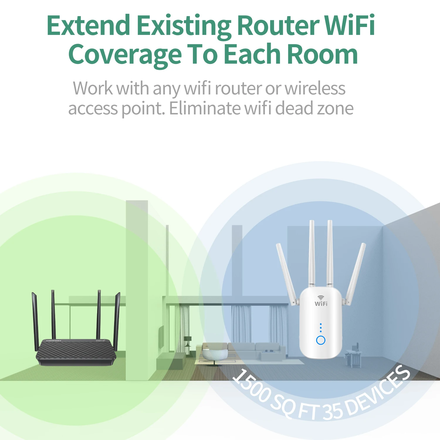 WiFi 6 Extender 1800Mbps/WiFi 5 1200Mbps Extender Dual Band 2.4G&5.8G Wireless Repeater WiFi Range Booster AP/Router 4 Antennas images - 6