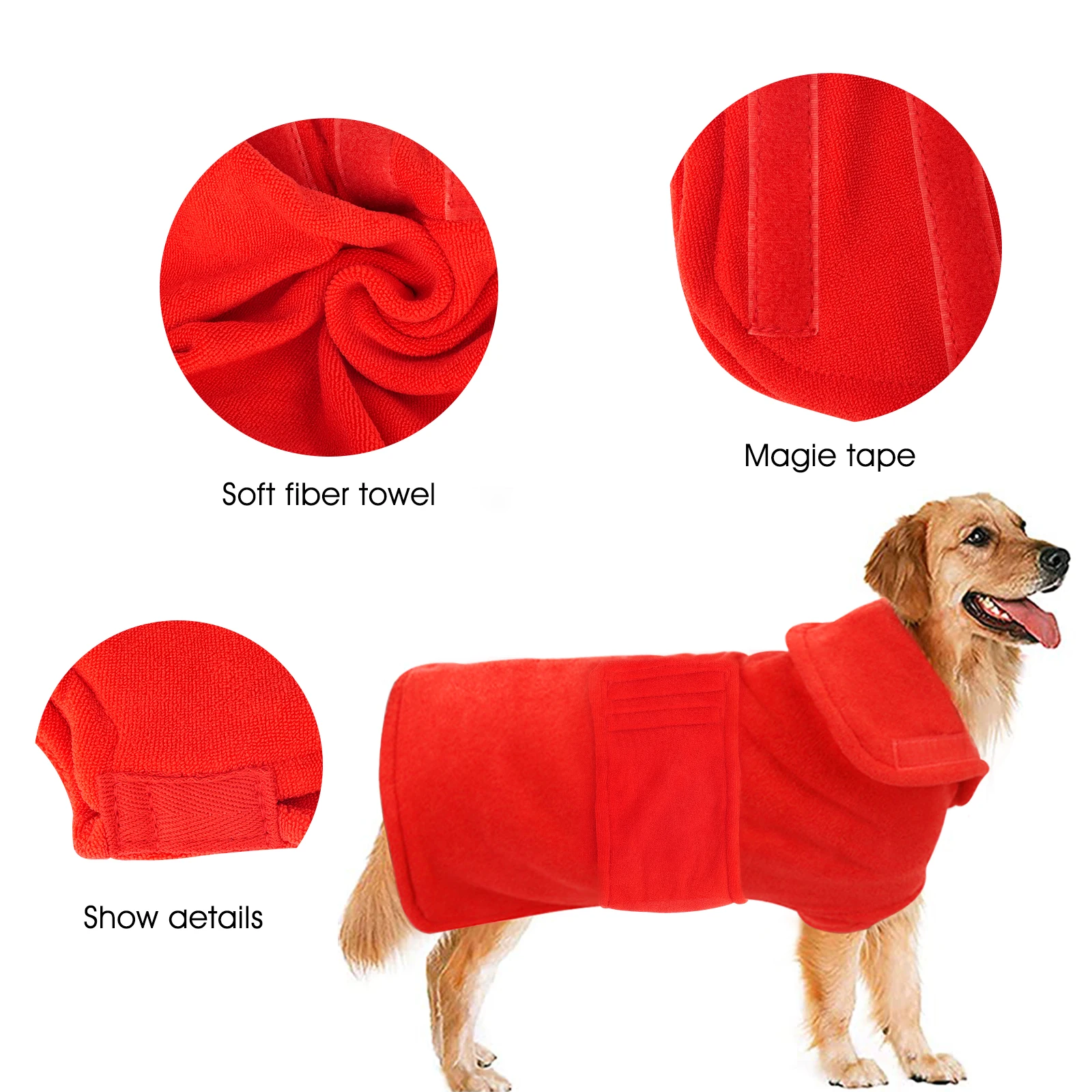 

Dog Drying Towel Dog Drying Coat-Dry Fast Dog Bag-Pineapple Grid Fast Drying Super Absorbent Pet Dog Cat Bath Robe Towel