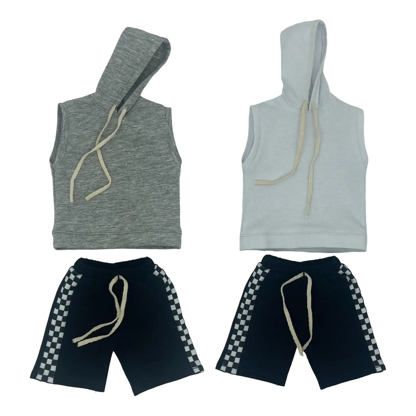 

2 Pieces 1:12 Sleeveless Hoodie and Pants Handmade Doll Clothes for 6" Doll Model Dress up Male Action Figures Accessories