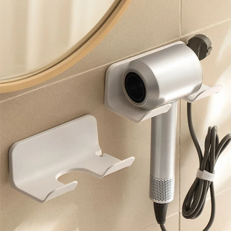 

Wall Mounted Hair Dryer Holder Self-Adhesive Hair Dryer Rack Plastic Hairdryer Hanger Stand Household Bathroom Organizer Holders