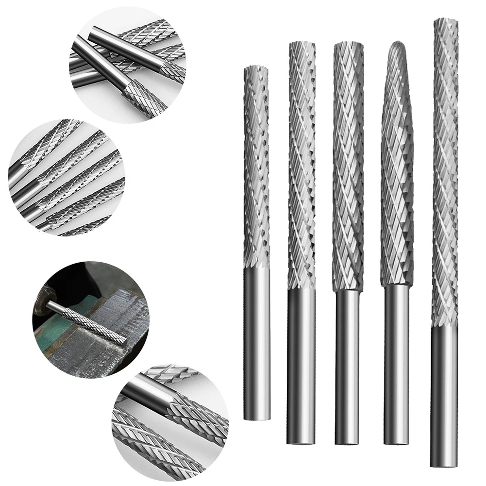 

Tungsten Carbide Rotary File Hard Alloy Rotary Bur Drill Bit Engraving Cutter Shank Grinding Head For Wood Carving Root Carving