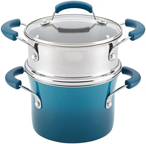 

Sauce Pot/Saucepot with Steamer Insert, 3 Quart, Two-Tone Marine Blue Round cake pan for baking Baking tray Pizza accessories Me