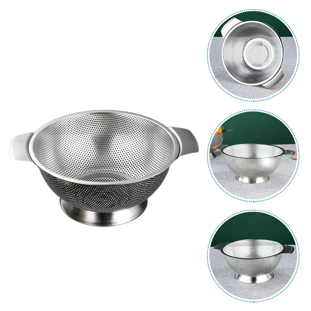 

Rice Basin Drain Basket Metal Colander Metal Strainer Binaural Sifter Strainer Stainless Steel Rice Strainer