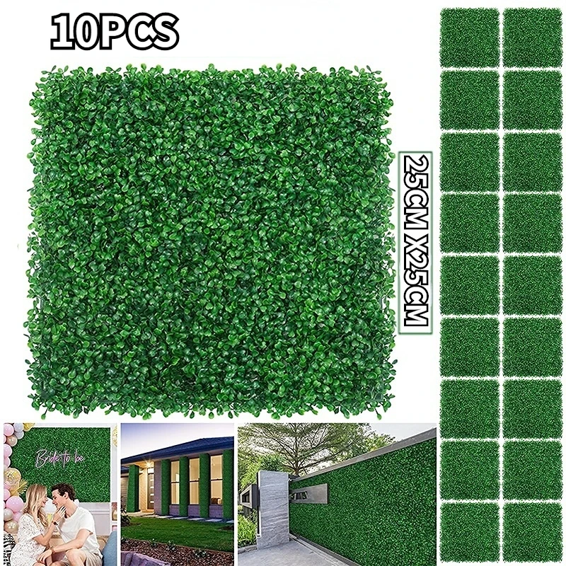 

10/5pcs Artificial Plants Grass Wall Backdrop Flowers Wedding Boxwood Hedge Panels Fence Greenery Walls Wall Decor Fake Plant