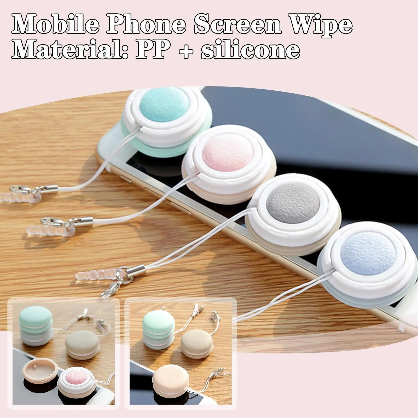 

1pc Mini Candy Color Glasses Cleaning Brush Soft Flannel Multifunction Phone Screen Wipe Cleaning Tool With Portable Keychain