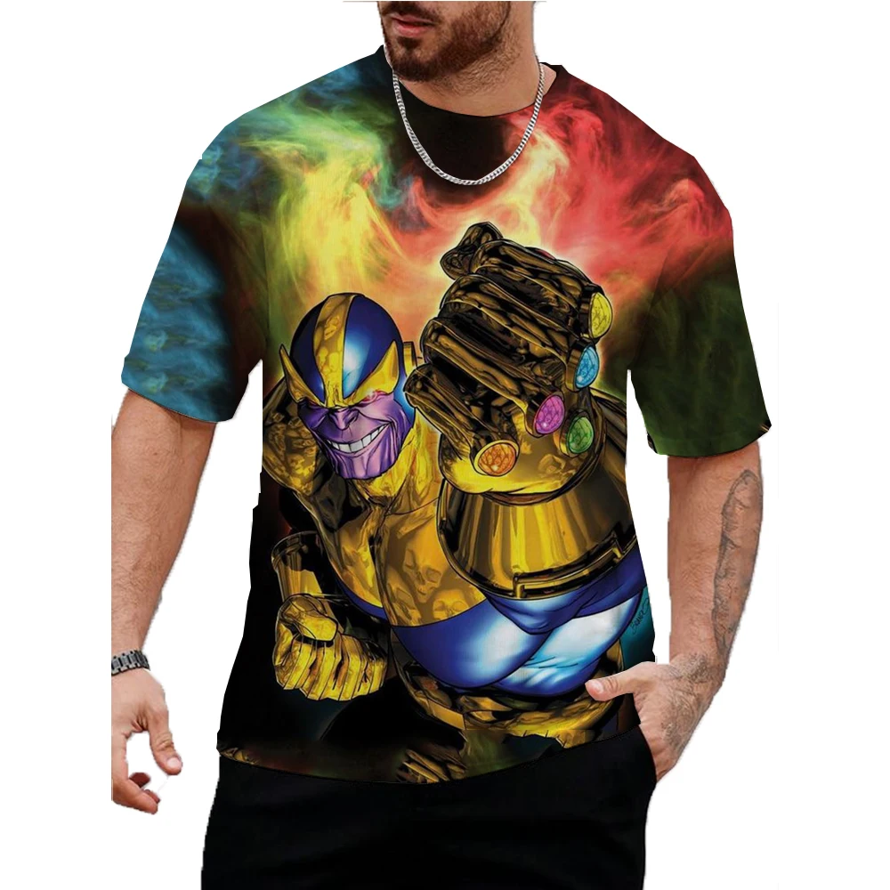 ФУТБОЛКА Disney для мужчин модная новая летняя футболка с принтом Marvel Thanos хит продаж