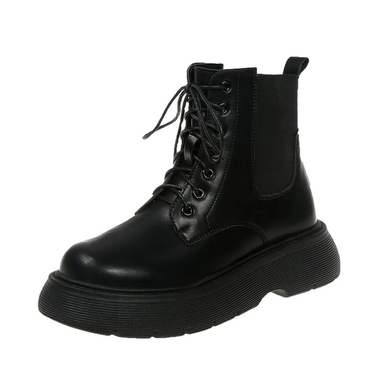 

Women's short boots casual platform shoes autumn and winter British style elastic thick heel black boots fashion women's shoes