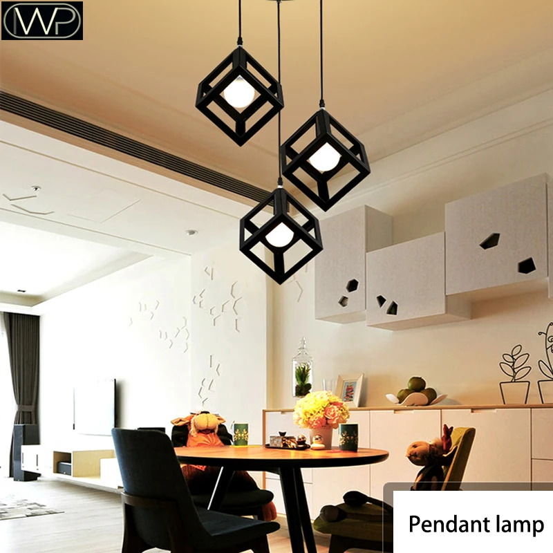 

Современный светодиодный подвесной светильник E27, металлическая Минималистичная железная лампа черного цвета для гостиной, ресторана, маг...