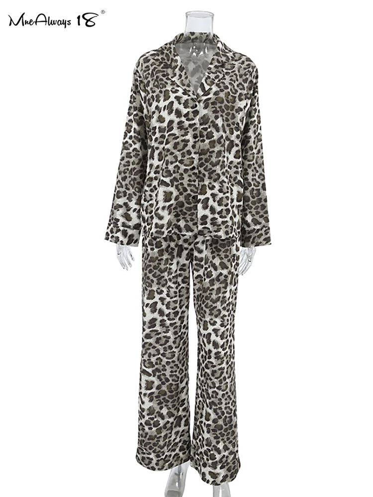 Mnealways18 костюмы с леопардовым принтом и брюками женские рубашки английским