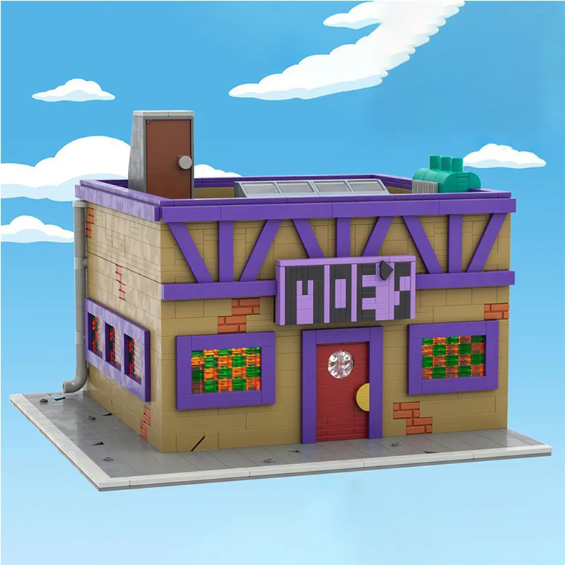Популярная модель уличного вида из аниме MOC строительный кирпич таверна