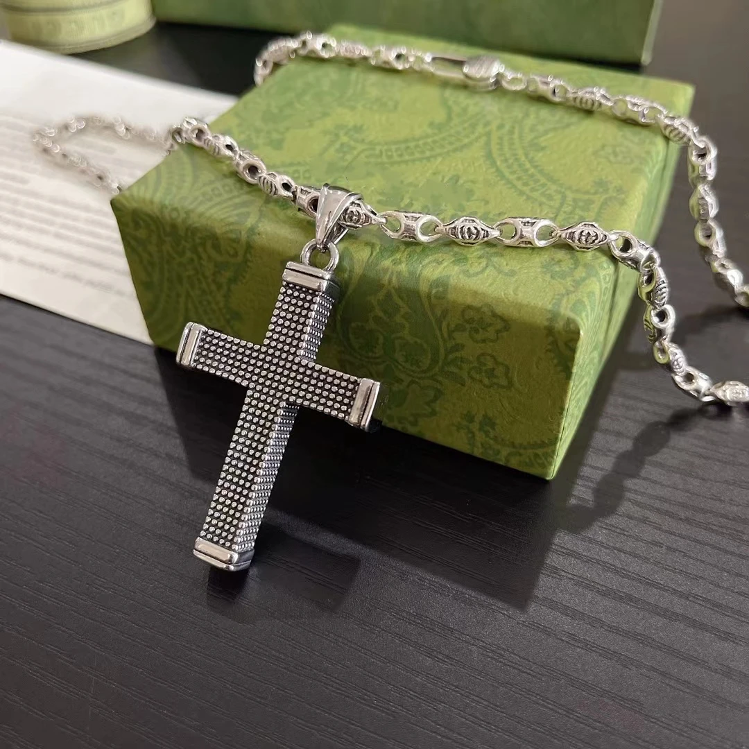 

Винтажная серебряная подвеска в виде Креста для мужчин и женщин, изысканное ожерелье ручной работы, подвеска в стиле панк, стандартный подарок