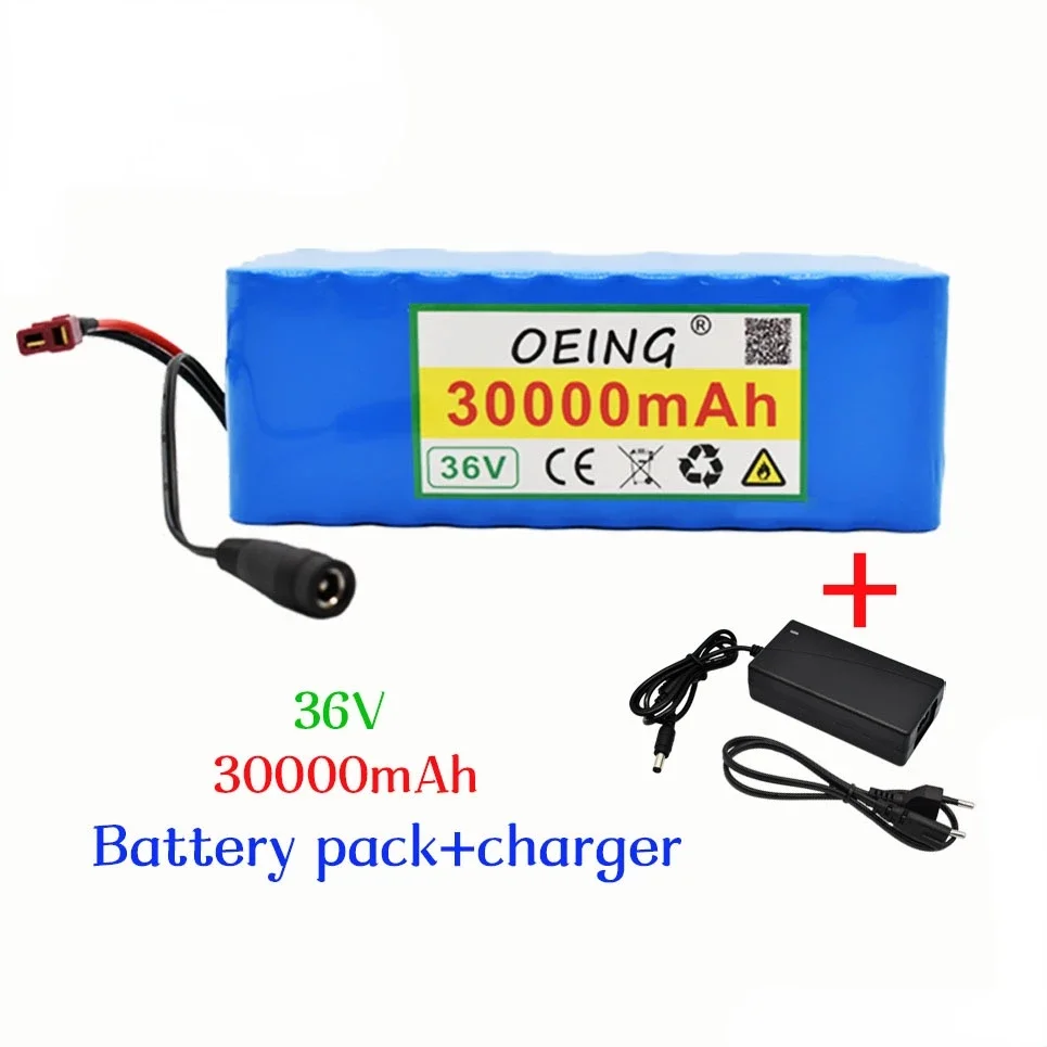 

36V 10S4P 30Ah 500W high capacity 42V 18650 lithium battery pack 30000mAh electric bicycle scooter with BMS XT60 Plug + charger