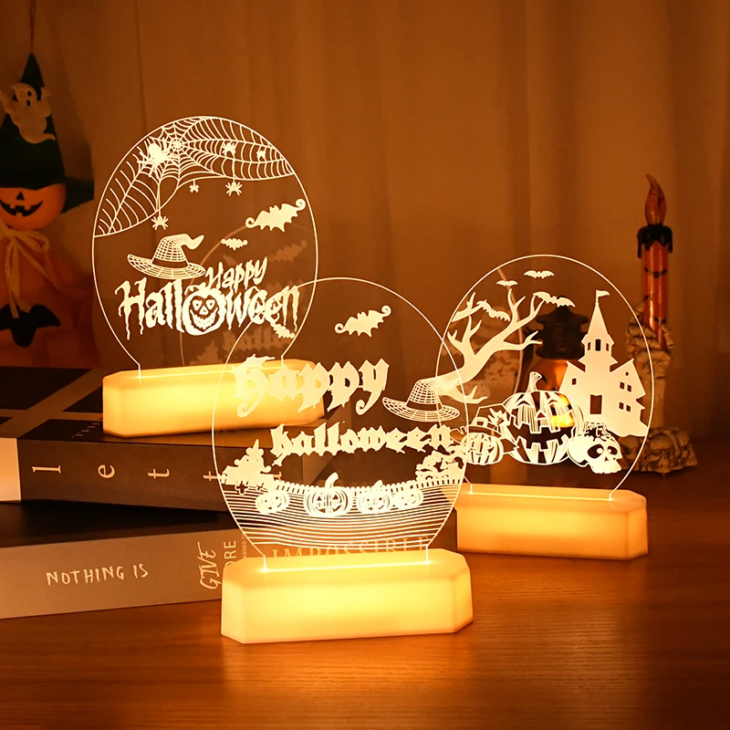 

Светодиодный ночсветильник на Хэллоуин, лампа в виде призрака, скелета, тыквы, украшение для вечерние ринки на Хэллоуин, настольное украшен...