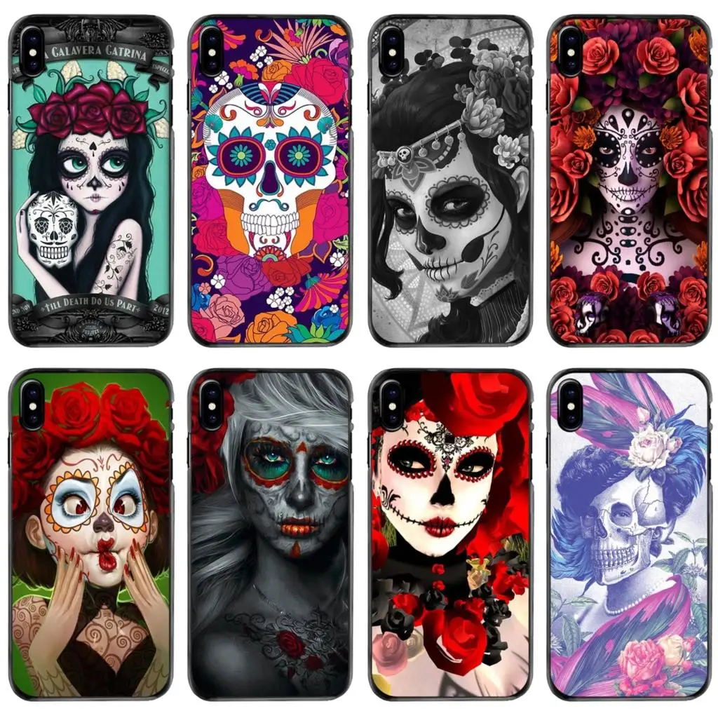 

For Apple iPhone 11 12 13 14 Pro MAX Mini 5 5S SE 6 6S 7 8 Plus 10 X XR XS Hard Phone Shell Case catrina girl Flower