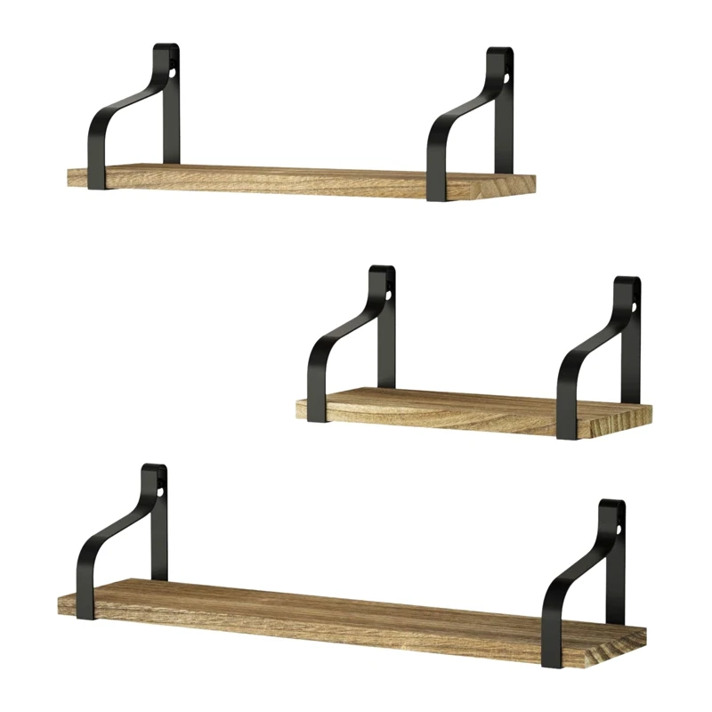 

3-Tier Wall-Mounted Display Shelves, Wooden Wall Shelf Use For Bedroom, Living Room, Study, Living Room, Home Office