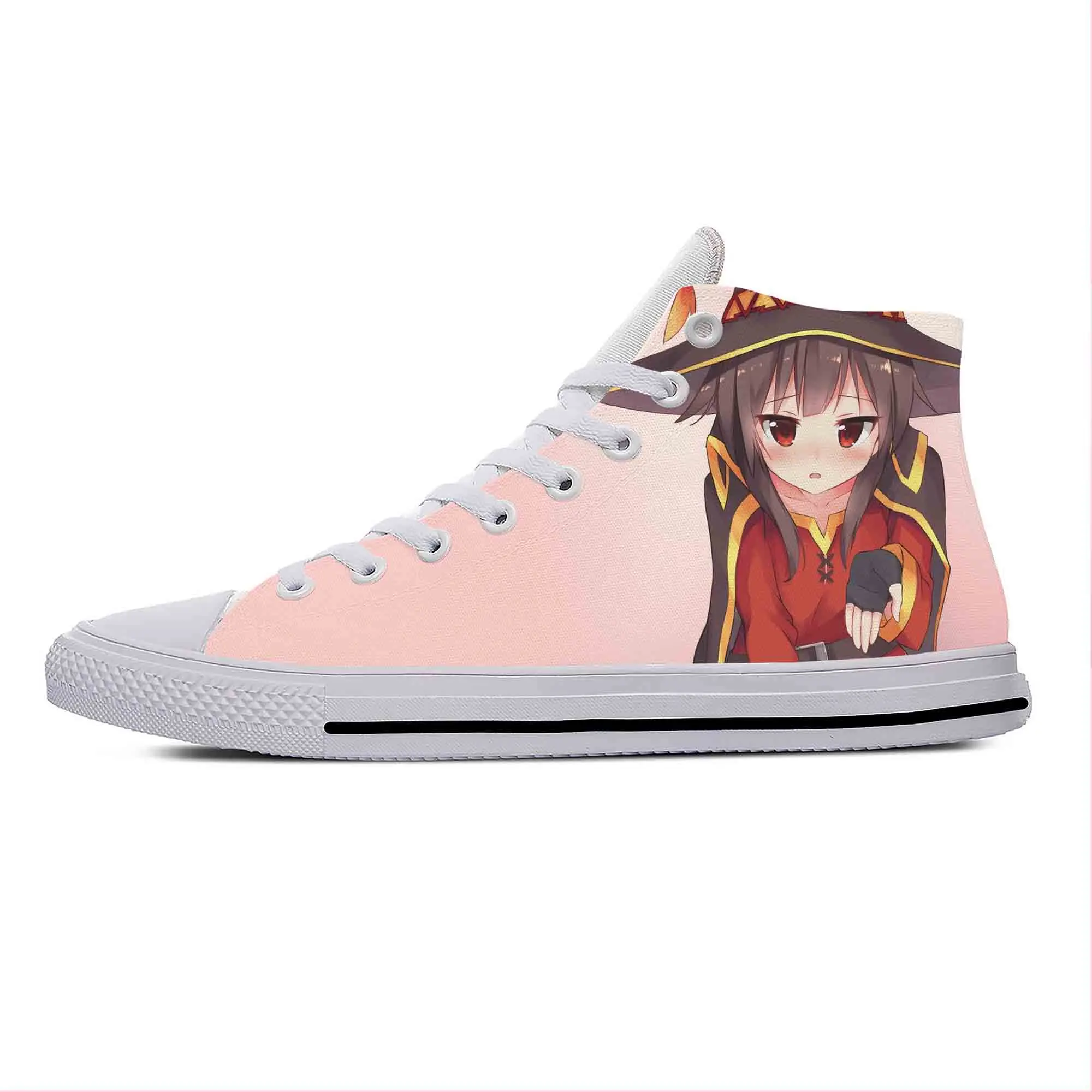 

Hot Japanese Anime Cartoon Manga KonoSuba Megumin Casual Cloth Shoes High Top Lightweight Breathable 3D Print Men Women Sneakers