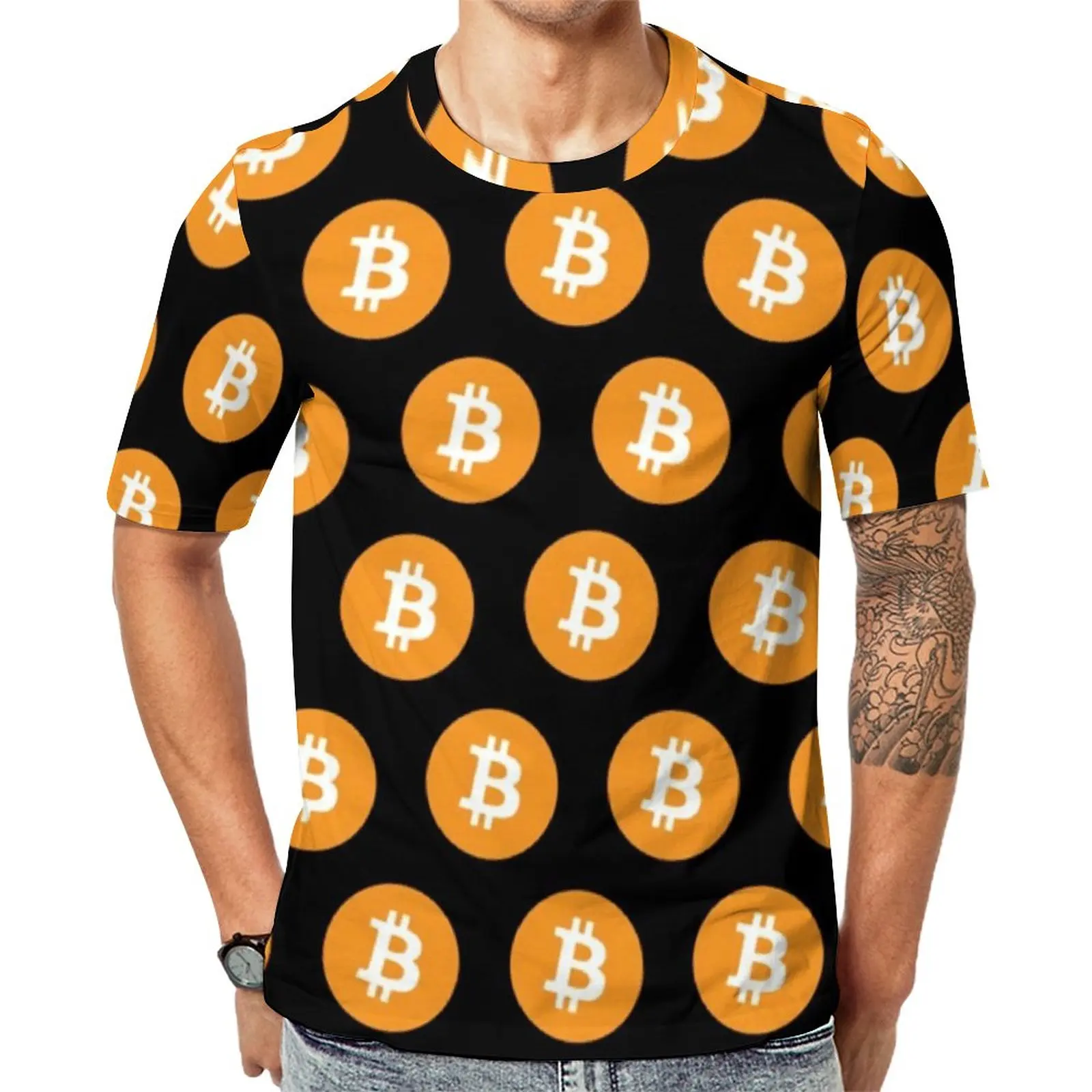 

Gold Coin Print T Shirt Cryptocurrency Modern Retro T Shirts Men Y2K Tshirt Summer Short-Sleeved Custom Tees Plus Size