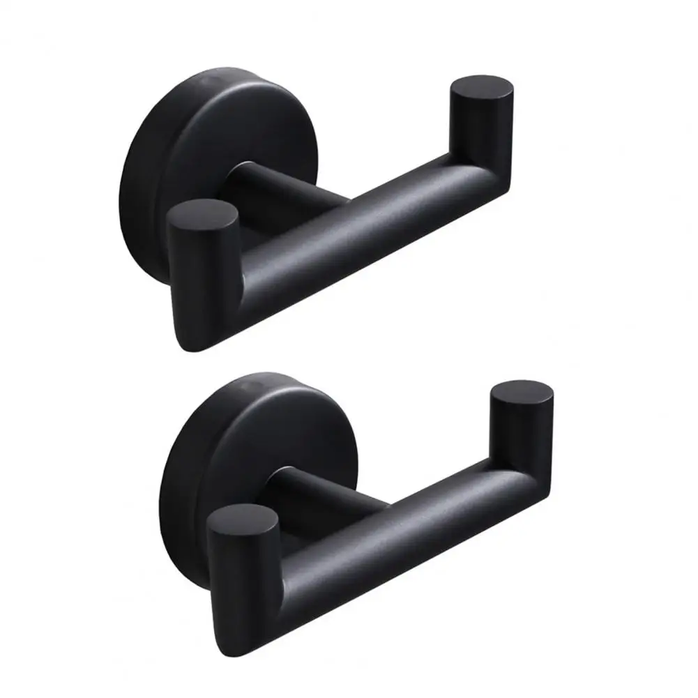 

Durable Wall Hook Non-corrosive Towel Hook Strong Loading Capacity Stainless Steel Black Bathroom Double Towel Hook Storage