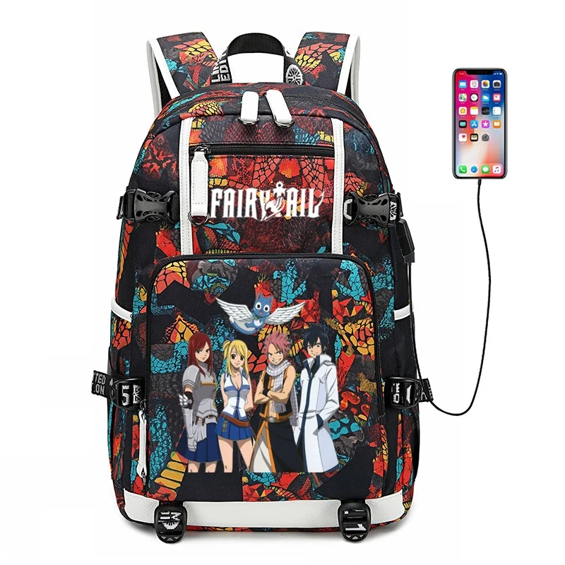 Mochila de Anime Fairy Tail para estudiantes, bolso de hombro escolar, mochila para ordenador portátil
