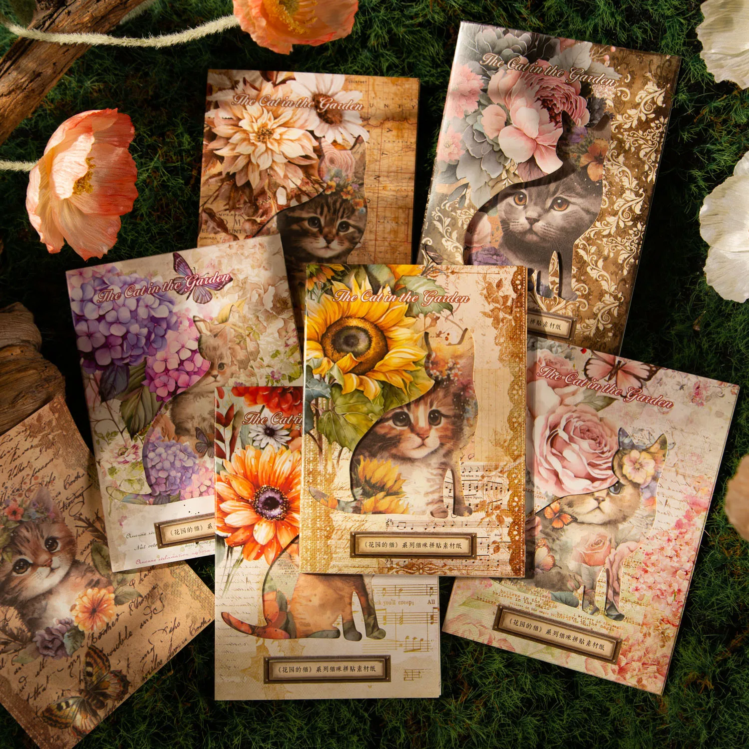 

20set/lot Memo Pads Material Paper Vintage Garden Cat Journal Scrapbooking paper Card Background Decoration Paper stationery