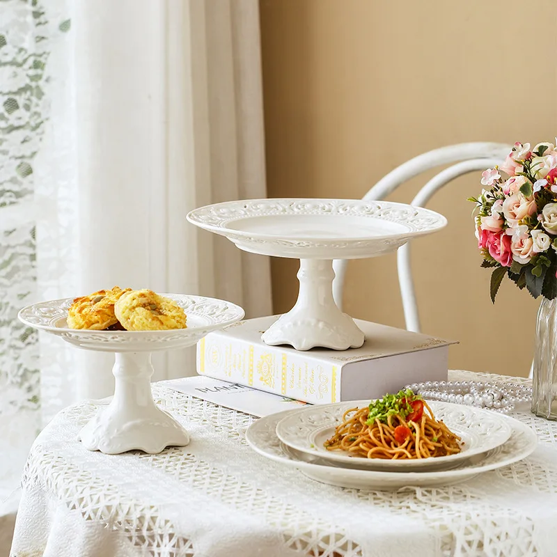 

French relief hollowed out plate household ceramic plate maiden heart breakfast plate salad steak plate restaurant dessert plate