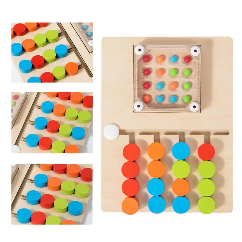 Деревянные горки-пазлы | Головоломка-головоломка для детей четырехцветное