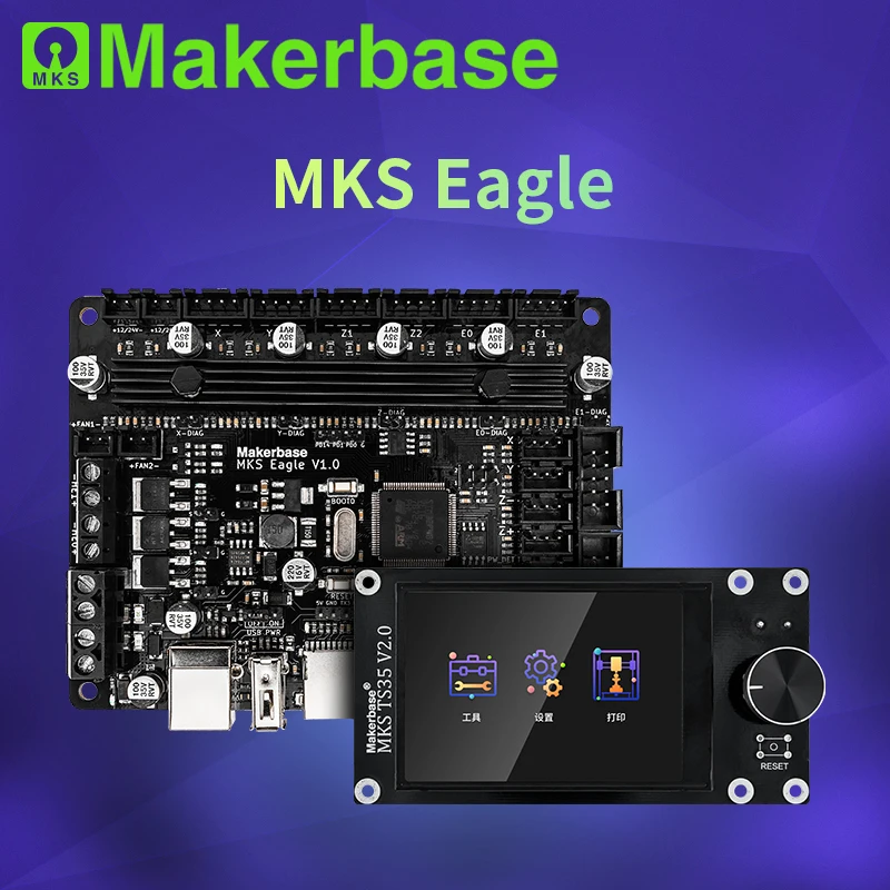 

Makerbase MKS Eagle 32-битная плата управления TMC2209 UART на плате, запчасти для 3D принтера, TFT экран, USB-печать VS Nano V3.0