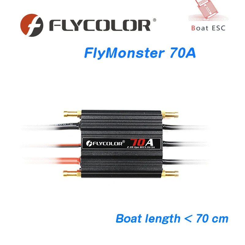 

Flycolor 70A Brushless ESC Speed Control Stand 2-6S Lipo BEC for RC Boat