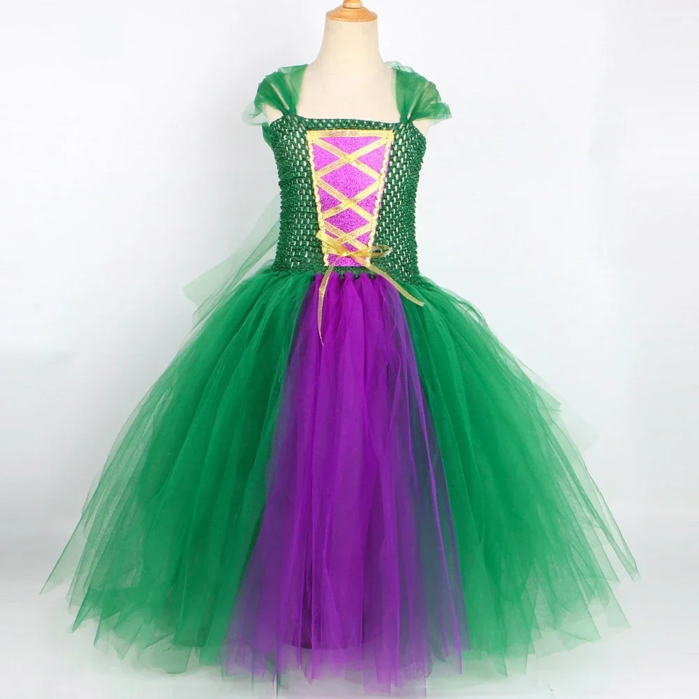 Костюм Фокуса-Покуса детское платье-пачка на Хэллоуин карнавал зеленый костюм