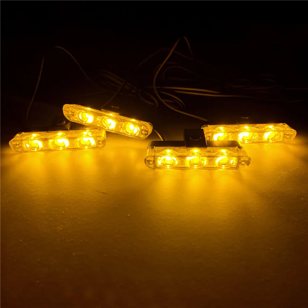 Фото 3LED Автомобильная решетка Стробоскоп Светодиодная мини-решетка желтая вспышка Дневные ходовые огни Полицейская аварийная сигнальная лампа №5