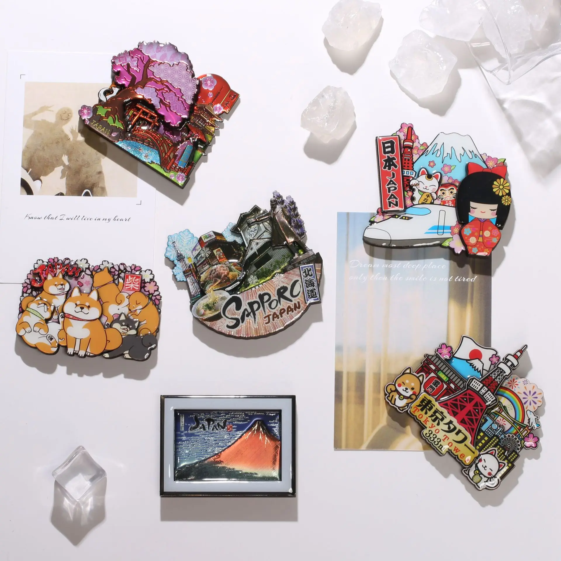 

Японские креативные магнитные листы, прекрасные культурные сувениры, 3D туристический клей, капельные деревянные наклейки для холодильника...