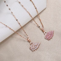 fanualoli swan necklace rose gold necklace for women luxury woman jewelry pink white diamonds fashion jewelry birthday gif